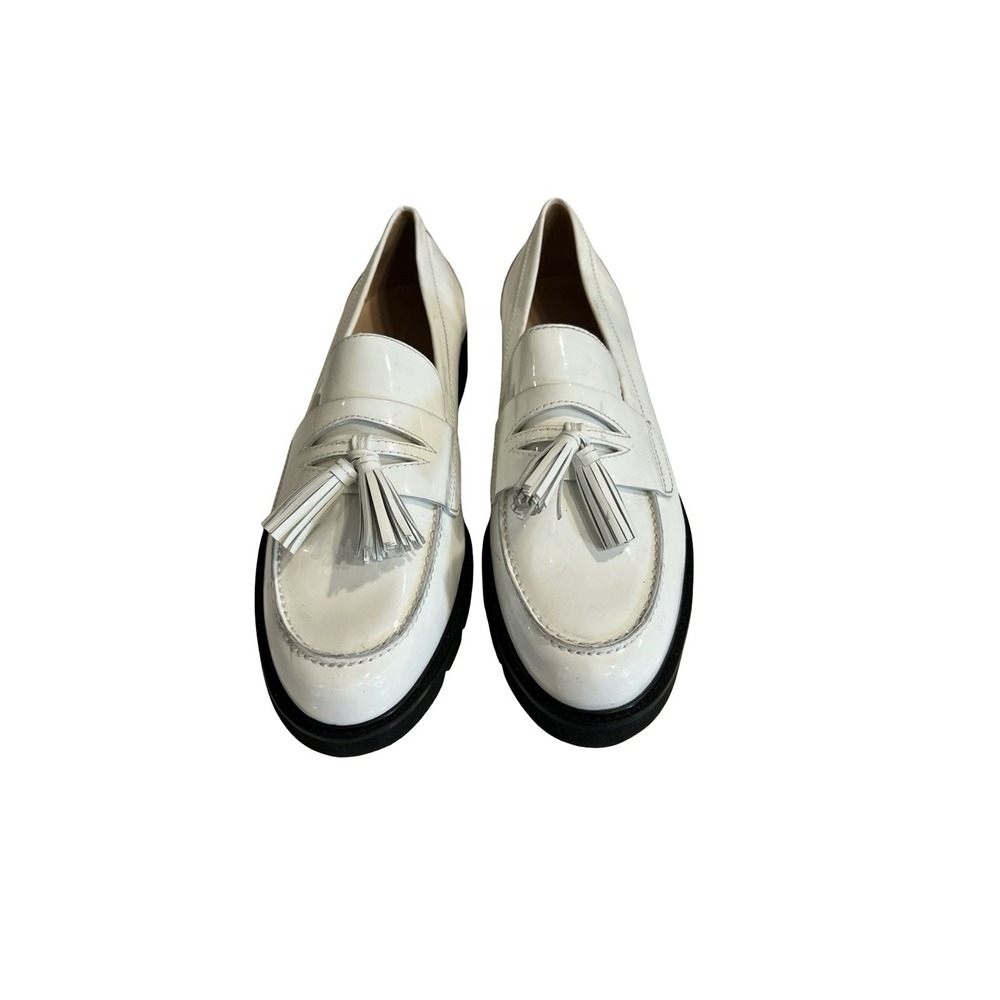 Stuart Weitzman Mila Lift White Loafers Sz 11.5 New Black Sole Platform - Picture 4 of 10